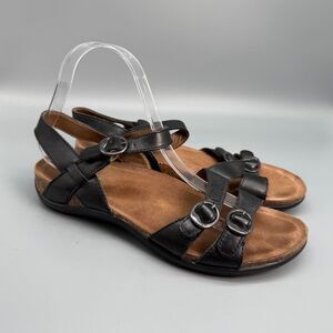 Dansko Janis Women's 9 Black Leather Ankle Strap Buckle Comfort Dress Sandals